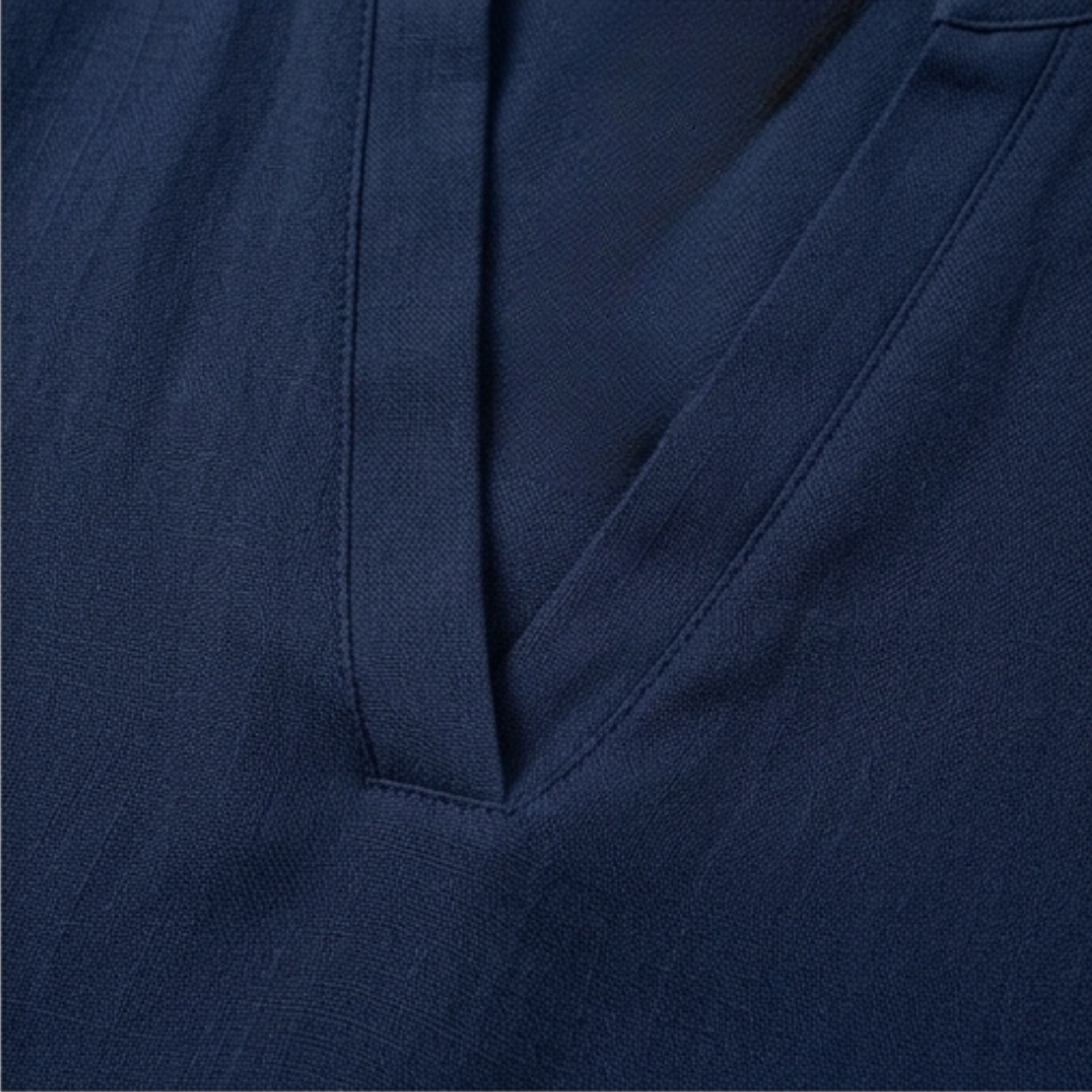 Wovena – Blusa da donna leggera con scollo a V e orlo curvo