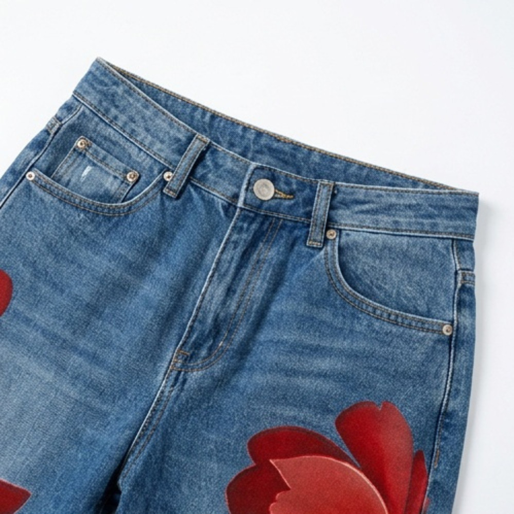 Florenza – Jeans a gamba larga floreali audaci da donna