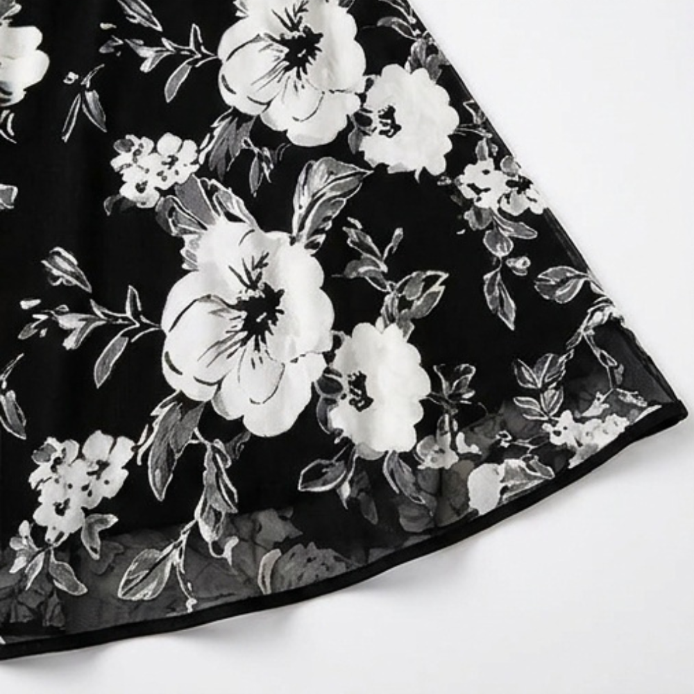 Solenya – Abito floreale in chiffon per donna con sovrapposizione trasparente