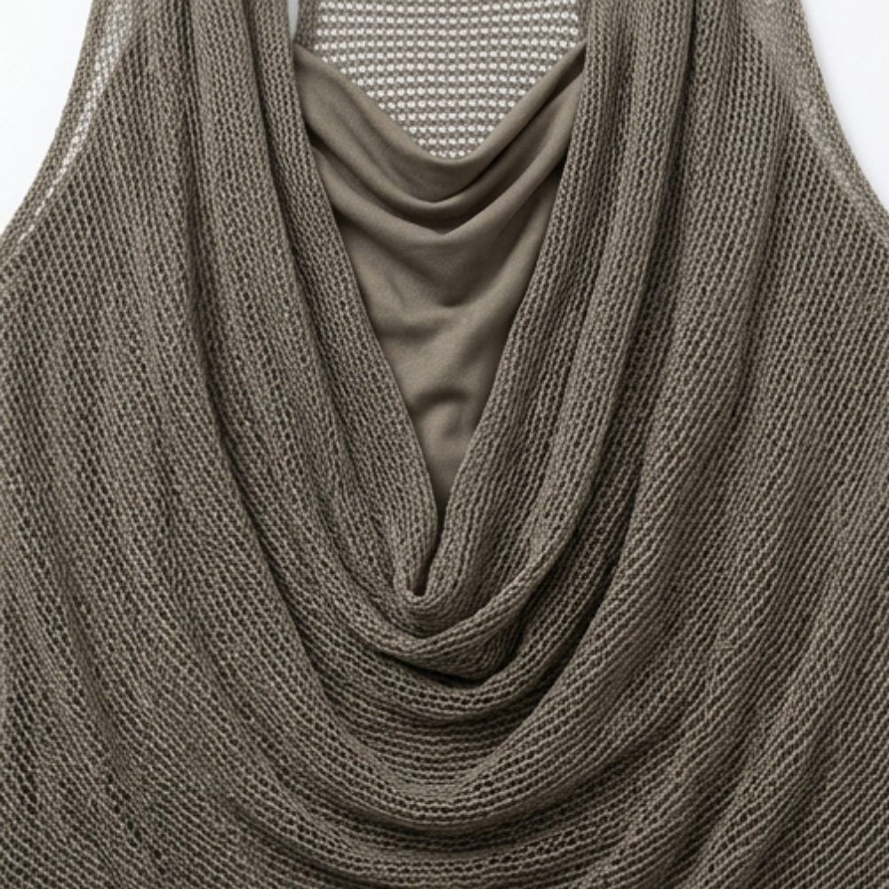 Lunessa – Top Halter in Maglia con Collo Drappeggiato