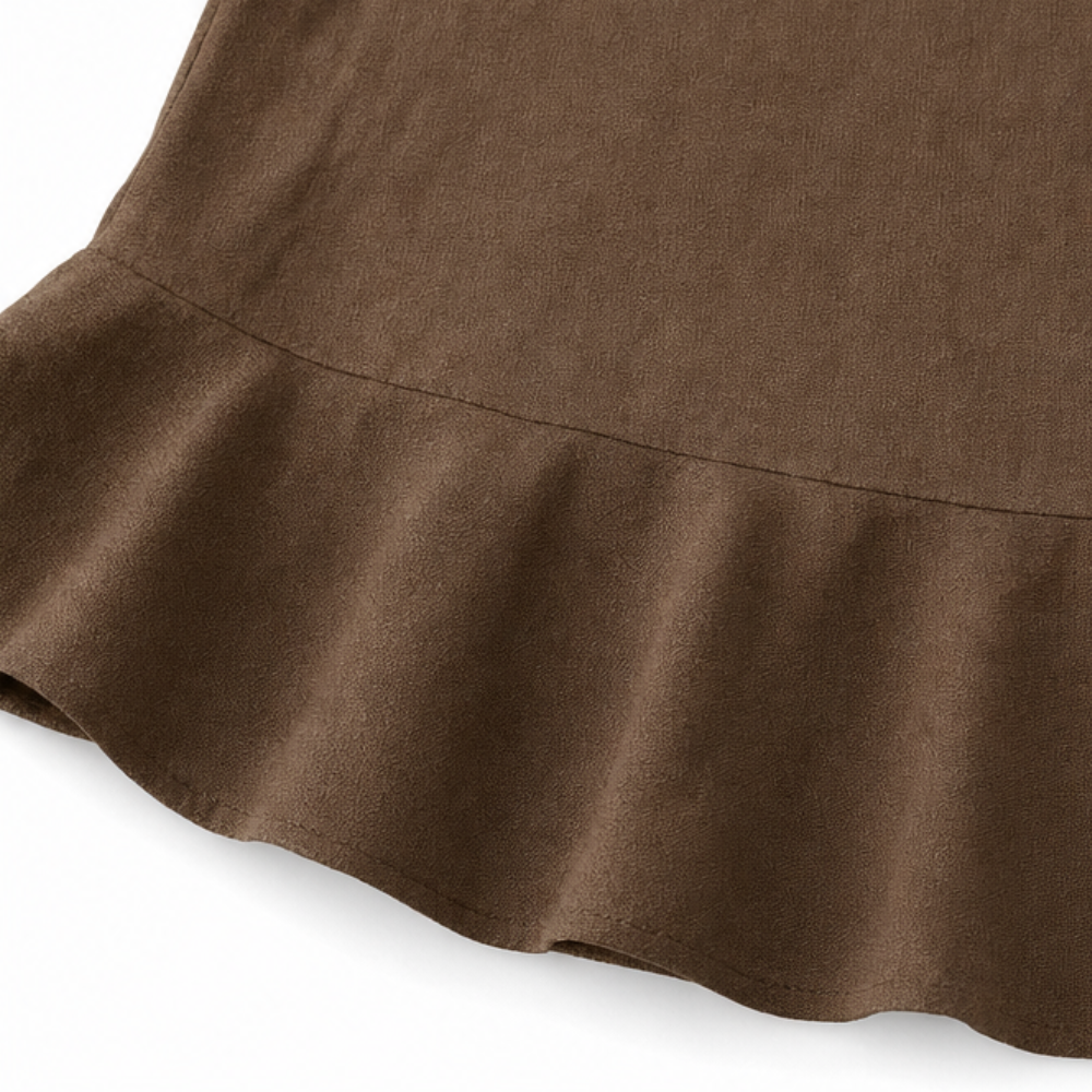 Vellara – Blusa senza maniche con rouches e scollo a V con fiocco e orlo peplum