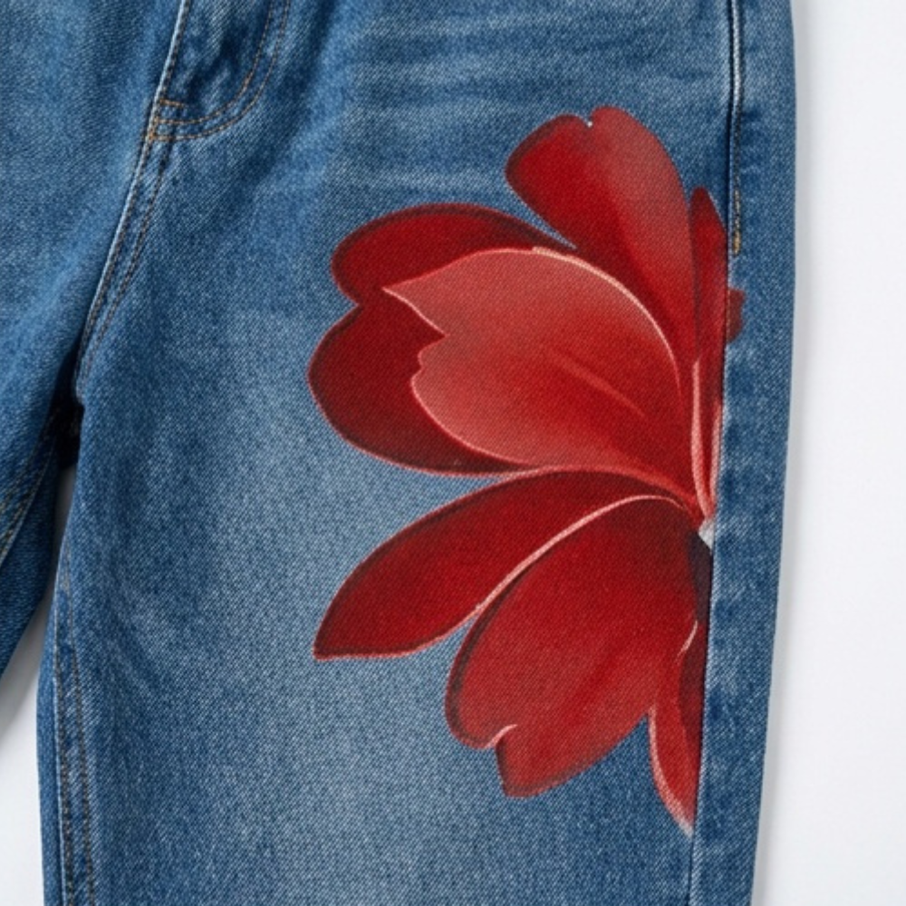 Florenza – Jeans a gamba larga floreali audaci da donna