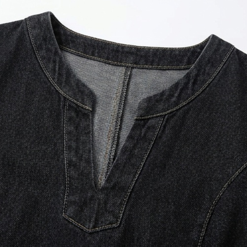Aurelene – Vestito in denim con scollo a V e tasche per donna