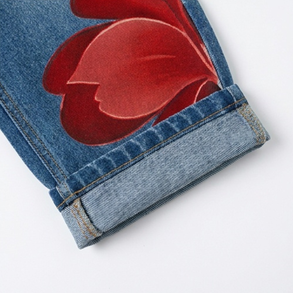 Florenza – Jeans a gamba larga floreali audaci da donna