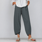 Solivia – Pantaloni larghi cropped con orlo a tulipano e tasche