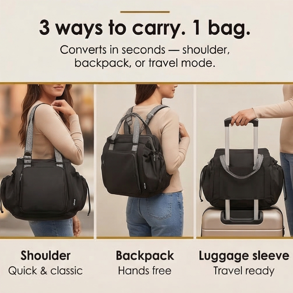 Carrova – Borsa Tote Organizzata per l'uso Quotidiano con Cinghie da Zaino