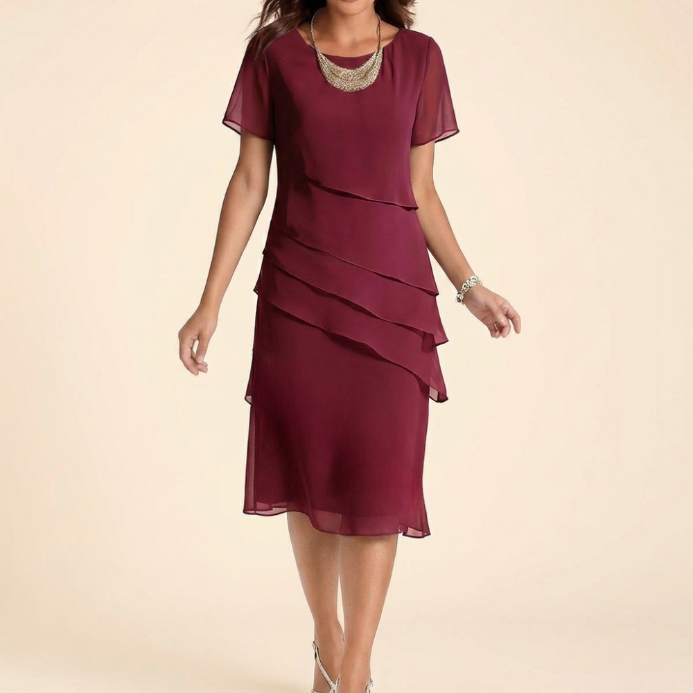 Velara – Abito midi elegante con volant da donna