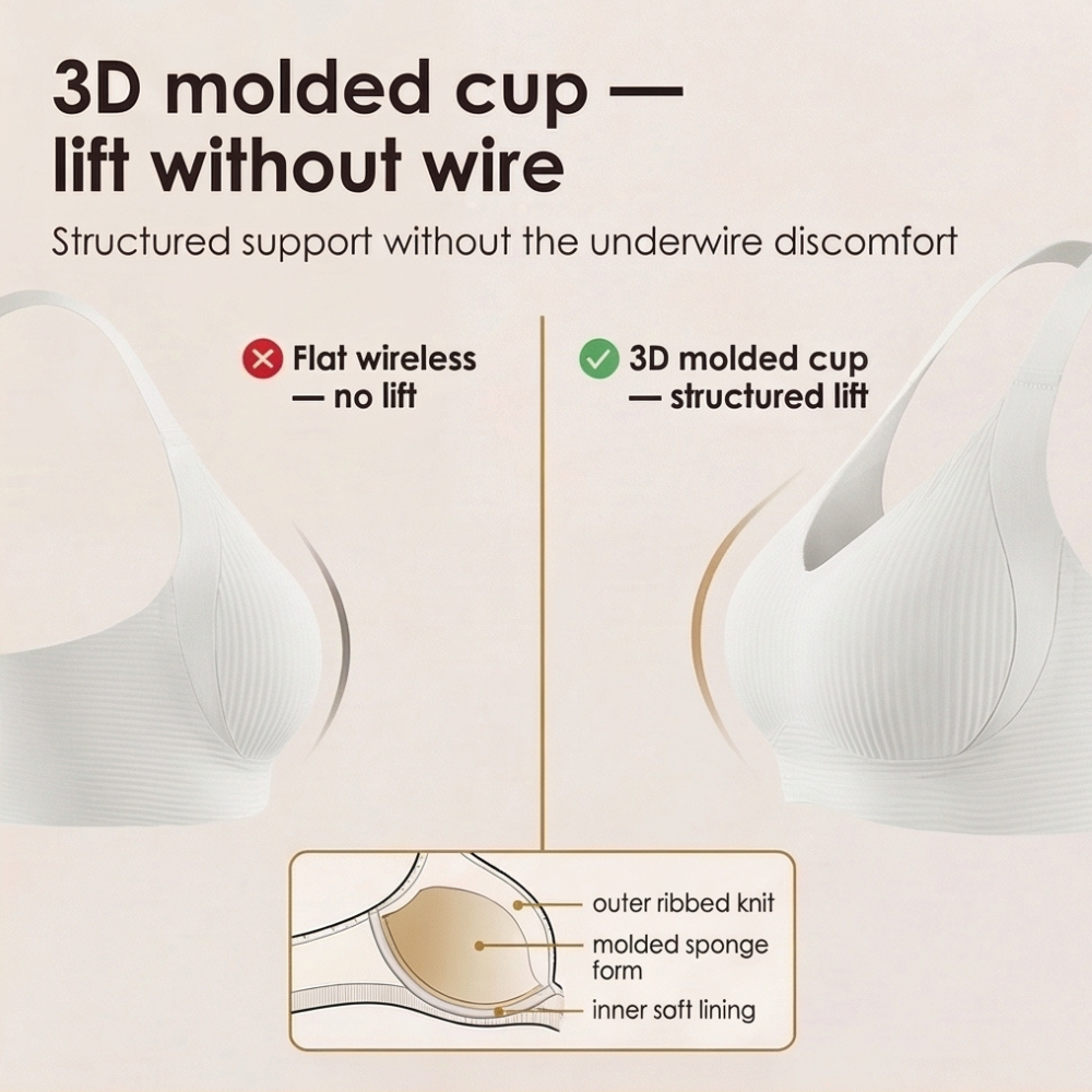 Veluna – Reggiseno Wireless 3D Lift per Comfort Tutto il Giorno