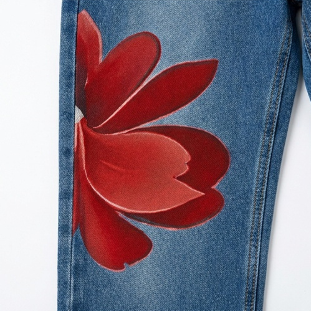 Florenza – Jeans a gamba larga floreali audaci da donna