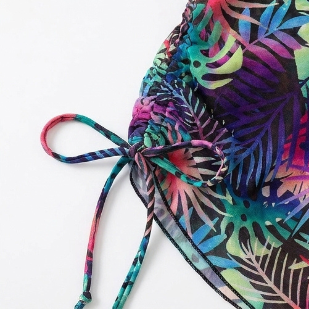 Lunavera – Set da bagno tropicale da donna in 3 pezzi con kimono