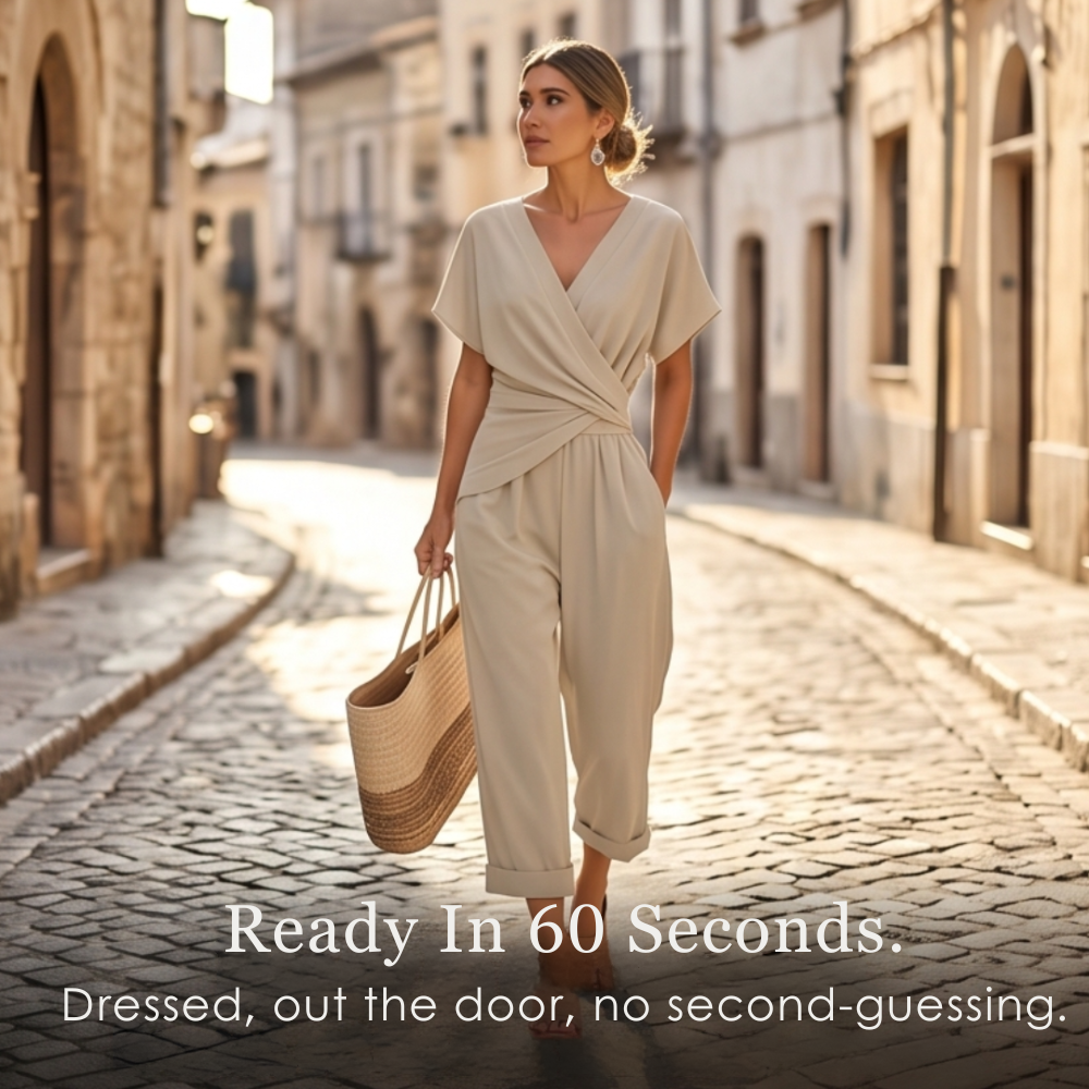 Florenza – Completo a due pezzi con scollo avvolgente per donna