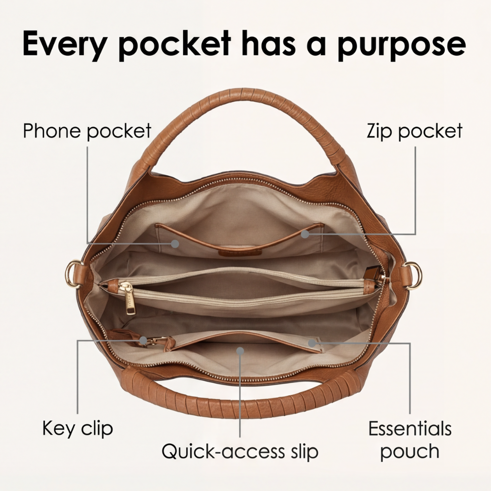 Carrina – Borsa Hobo in Pelle Morbida per Tutti i Giorni