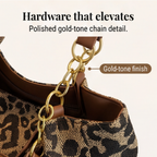 Lynxe - Borsa a spalla con stampa leopardata e dettagli in catena