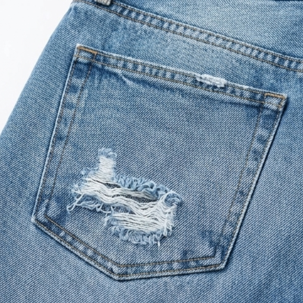 Vivara – Jeans Cropped a Gamba Dritta con Frange per Donna