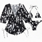 Lunavera – Set da bagno tropicale da donna in 3 pezzi con kimono