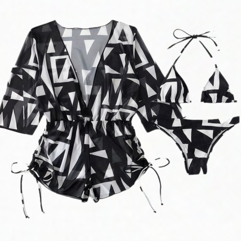 Lunavera – Set da bagno tropicale da donna in 3 pezzi con kimono