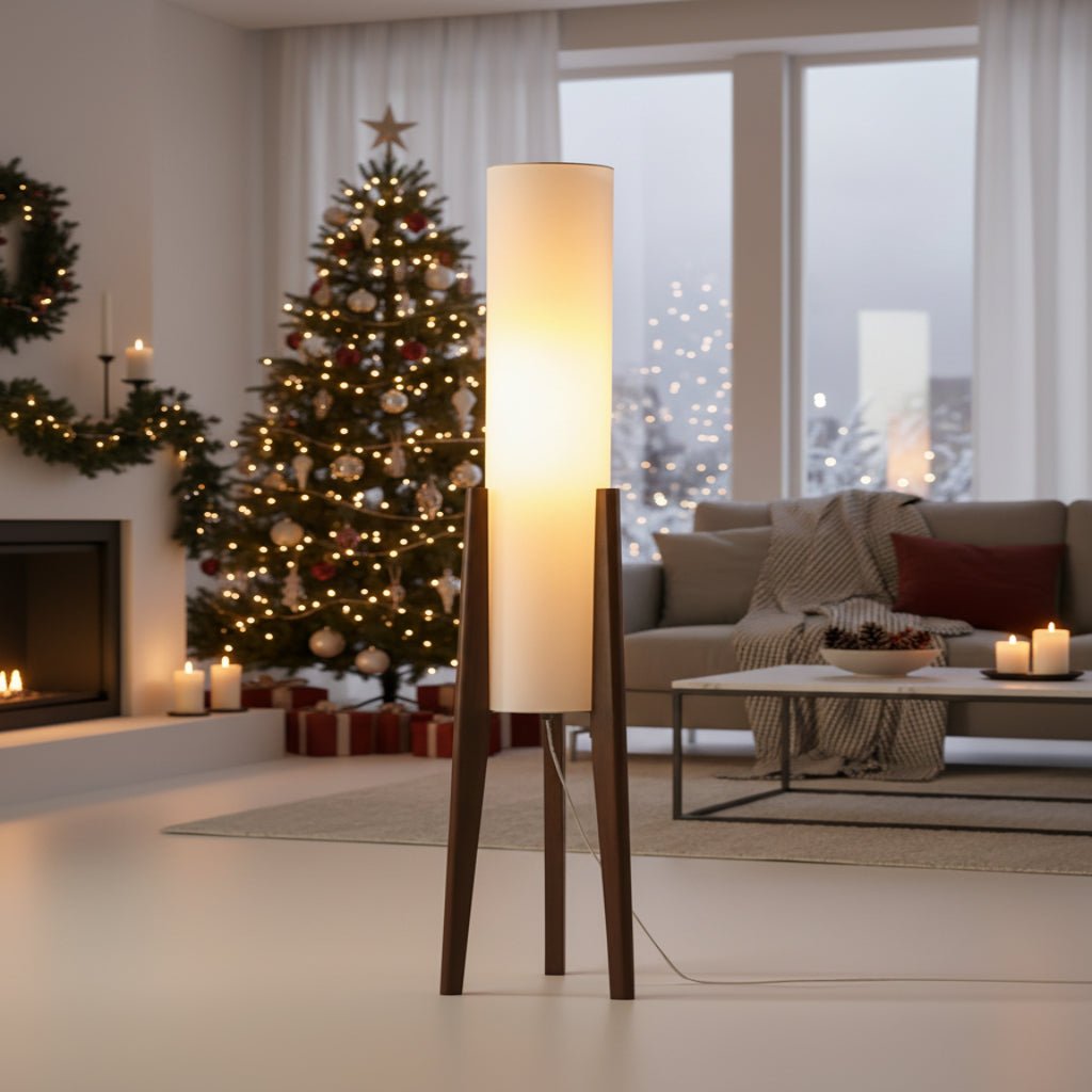LIGNELIGHT – Lampada da Terra in Noce Scandinavo con LED Dimmerabile