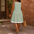 Breezella – Vestito estivo a strati, senza maniche, design simile a due pezzi