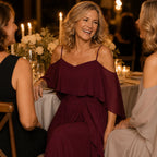 Solavia – Maxidress in chiffon simile con spalle scoperte per matrimoni ed eventi formali