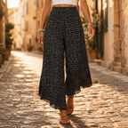 Velura – Pantaloni Floreali a Vita Alta con Ruches e Gamba Larga