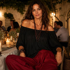 Solenza – Top Boho Off-Shoulder e Pantaloni Lantern per Donne