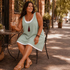 Breezella – Vestito estivo a strati, senza maniche, design simile a due pezzi