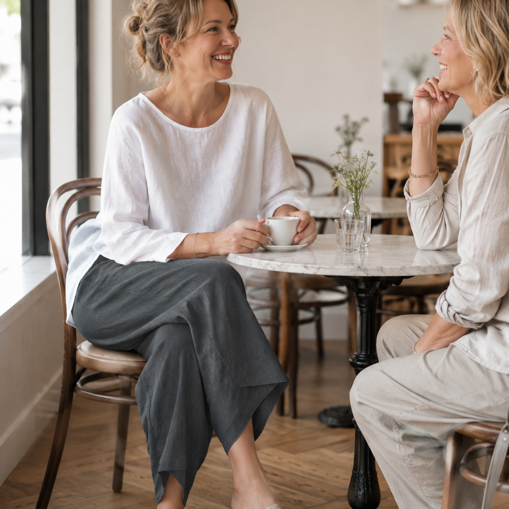 Solivia – Pantaloni larghi cropped con orlo a tulipano e tasche