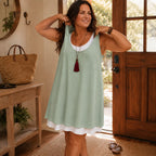 Breezella – Vestito estivo a strati, senza maniche, design simile a due pezzi