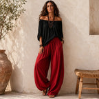 Solenza – Top Boho Off-Shoulder e Pantaloni Lantern per Donne