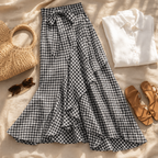 Veluna – Gonna Maxi Asimmetrica con Volant per Donne