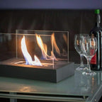 BLAZEORA - Camino da tavolo portatile a bioetanolo con fiamma a combustione pulita, progettato per un calore ambientale moderno e un elegante arredamento interno/esterno
