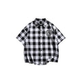 Camicia a maniche corte a scacchi nera e bianca da uomo