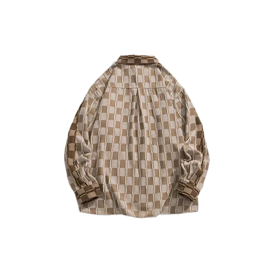 Camicia a Maniche Lunghe Khaki e Crema da Uomo