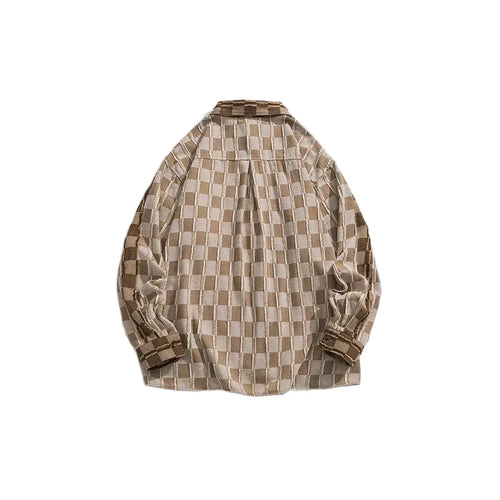Camicia a Maniche Lunghe Khaki e Crema da Uomo