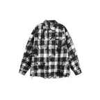 Camicia da uomo nera e bianca a maniche lunghe