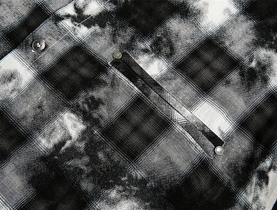 Camicia da uomo nera e bianca a maniche lunghe