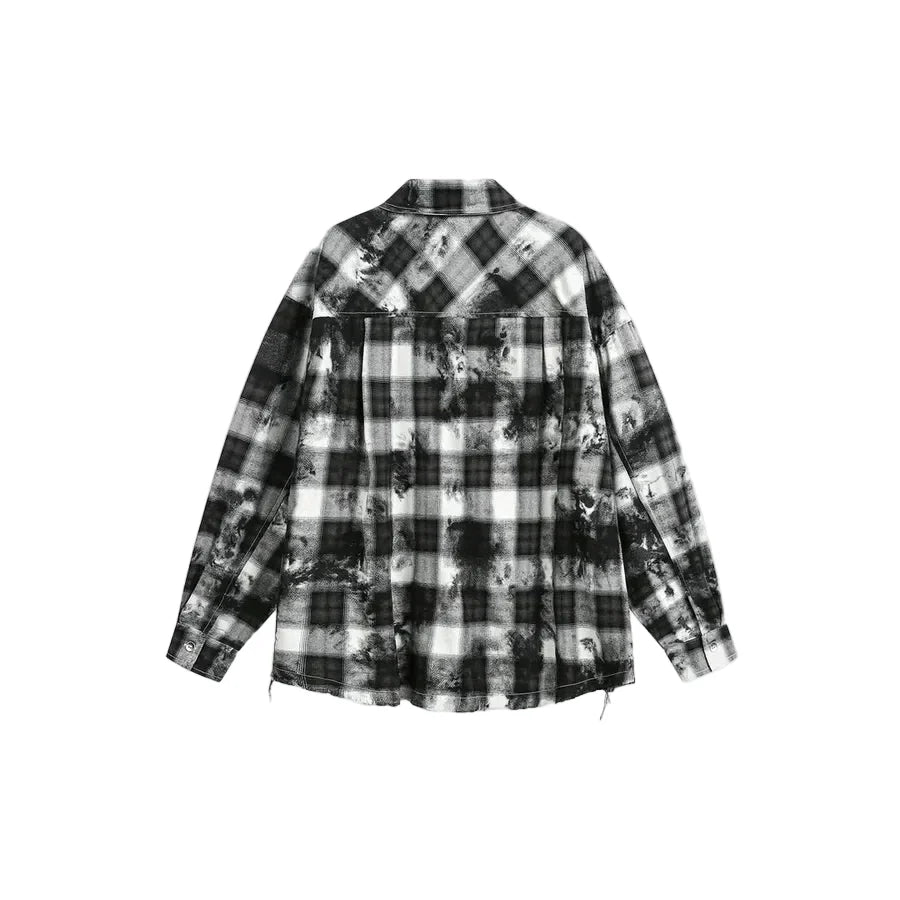 Camicia da uomo nera e bianca a maniche lunghe