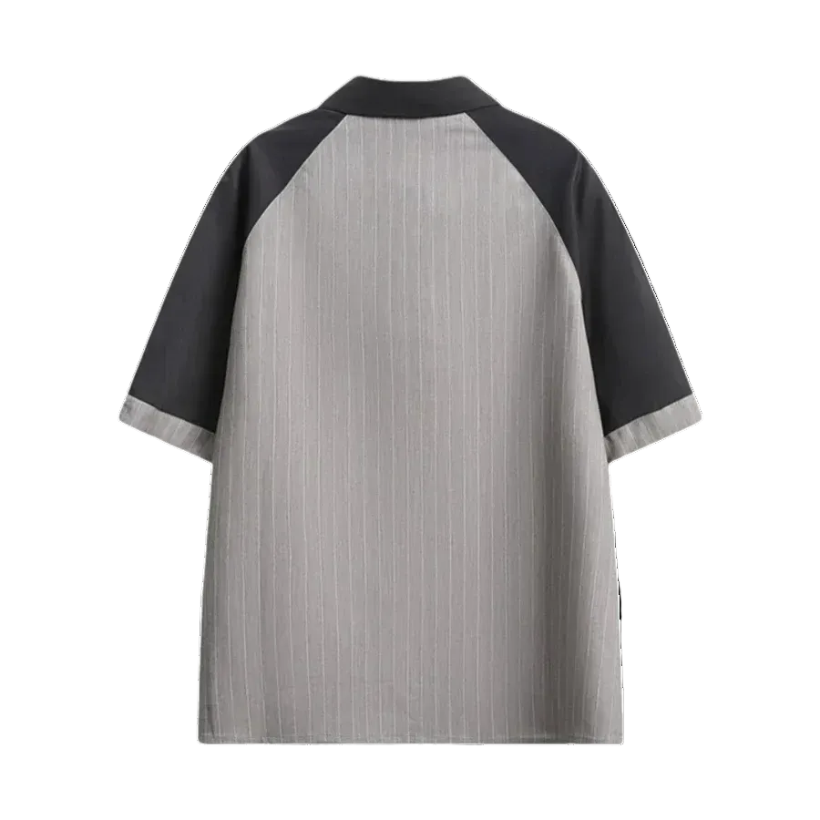 Camicia a Maniche Corte Grigia e Nera da Uomo