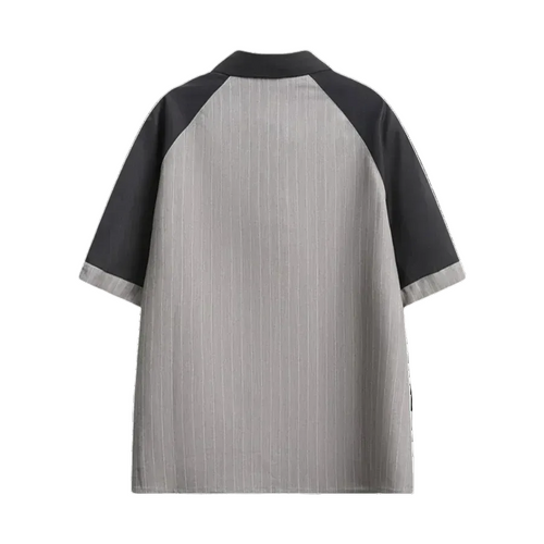 Camicia a Maniche Corte Grigia e Nera da Uomo