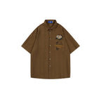 Camicia da Uomo Marrone a Maniche Corte