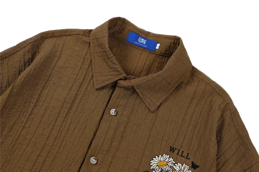 Camicia da Uomo Marrone a Maniche Corte