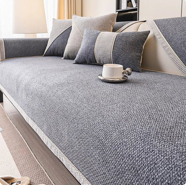 COMFORTWEFT – Copertura per Divano in Cotone-Lino Traspirante e Antiscivolo