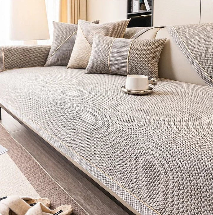 COMFORTWEFT – Copertura per Divano in Cotone-Lino Traspirante e Antiscivolo