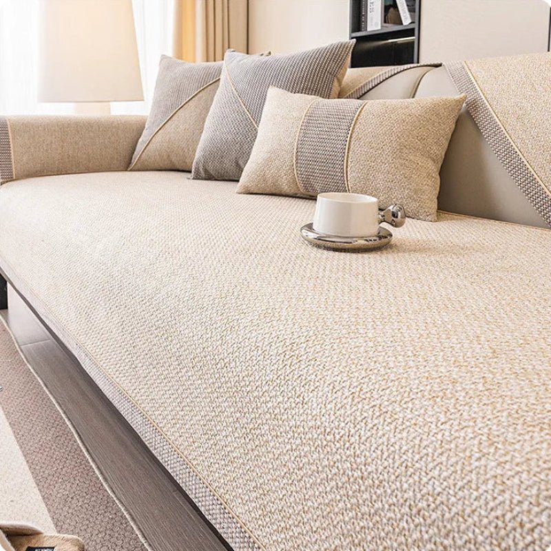 COMFORTWEFT – Copertura per Divano in Cotone-Lino Traspirante e Antiscivolo