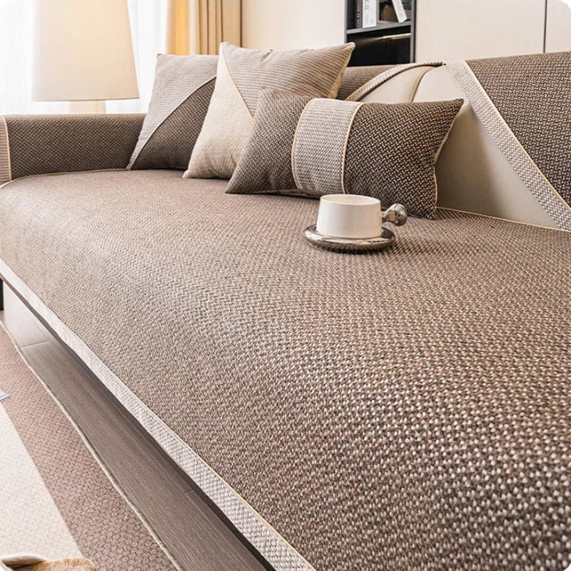 COMFORTWEFT – Copertura per Divano in Cotone-Lino Traspirante e Antiscivolo