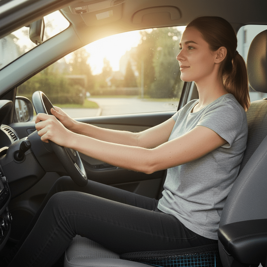 NervoLift - Cuscino per Sedile Auto in Schiuma Memory per Sollievo dalla Sciatica e Supporto alla Postura