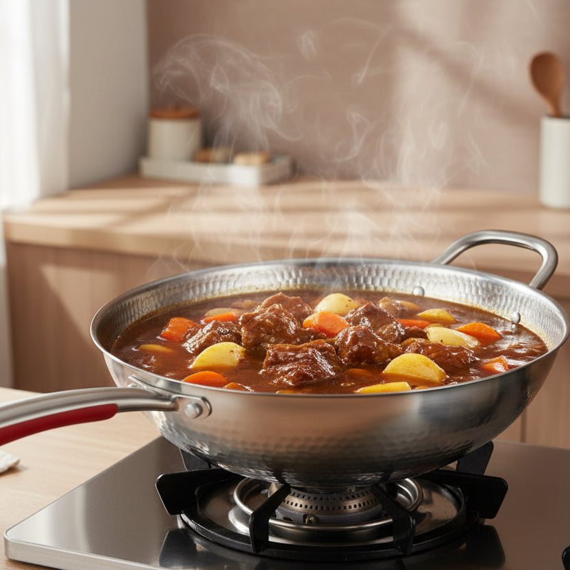 IRONWAVE – Wok in Titanio Premium con Base Curva per Cottura a Induzione