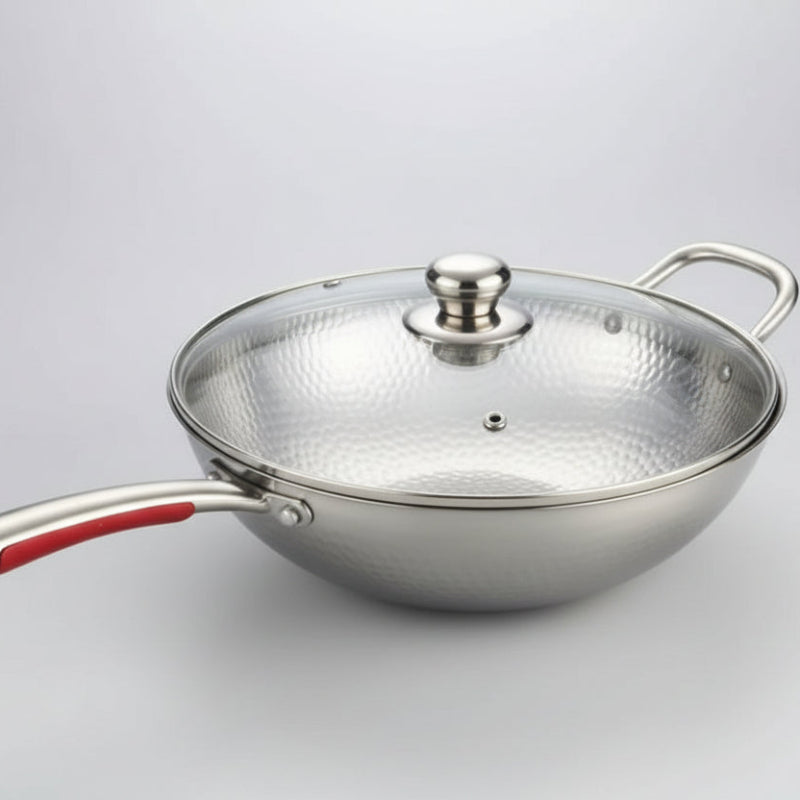 IRONWAVE – Wok in Titanio Premium con Base Curva per Cottura a Induzione