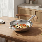 IRONWAVE – Wok in Titanio Premium con Base Curva per Cottura a Induzione