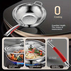 IRONWAVE – Wok in Titanio Premium con Base Curva per Cottura a Induzione